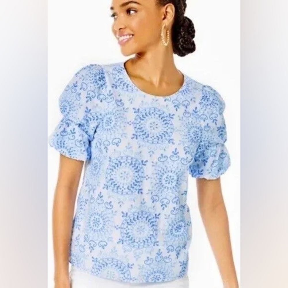 Lilly Pulitzer Lailah Short Sleeve Eyelet Top